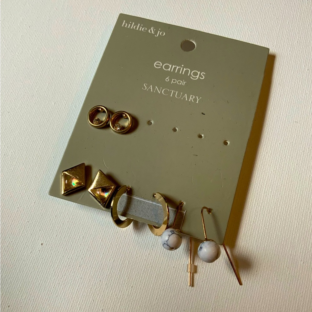 Hildie & Jo Set 4 Pairs of Gold Earrings